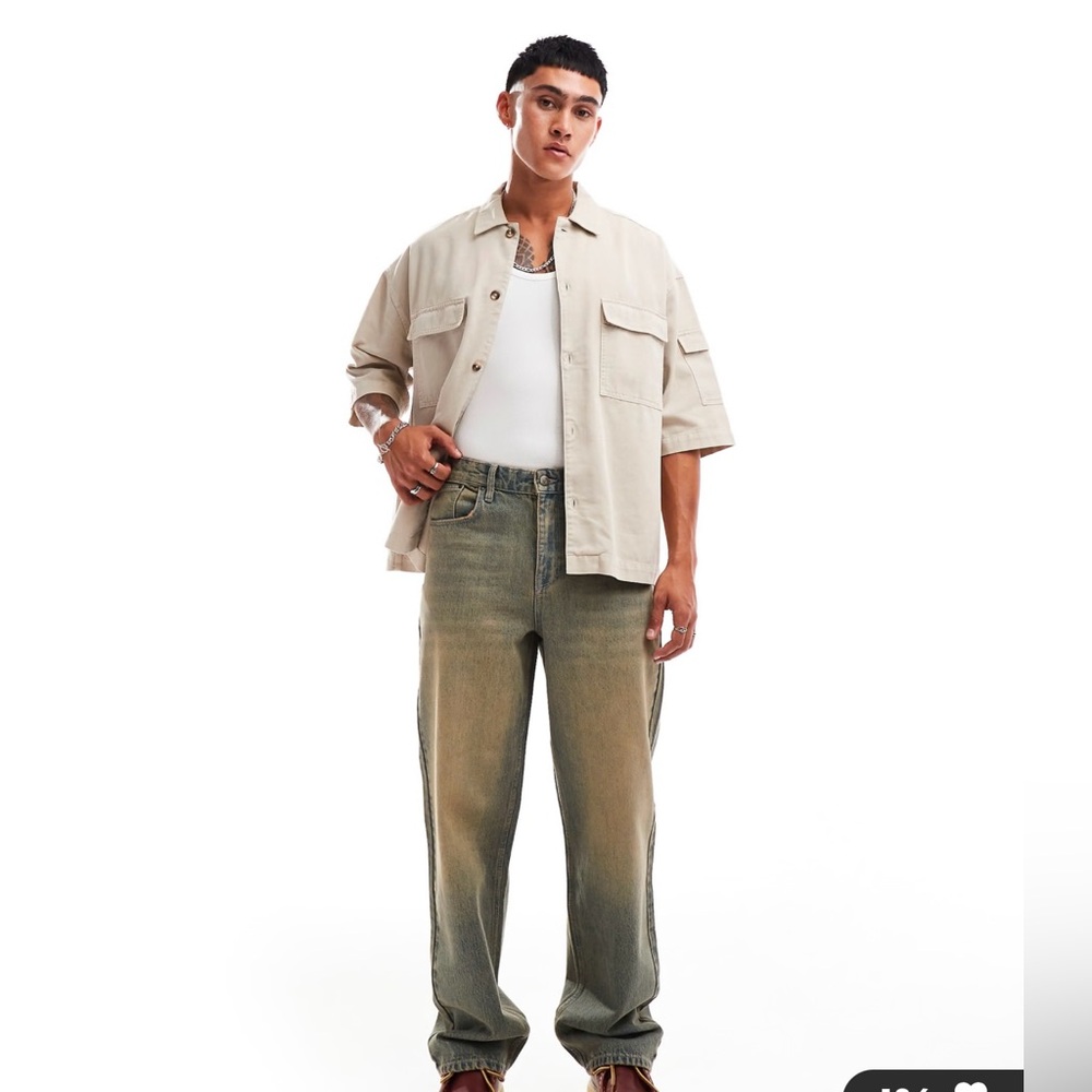 Asos Design Men’s Baggy Jeans with Vintage Brown Tint